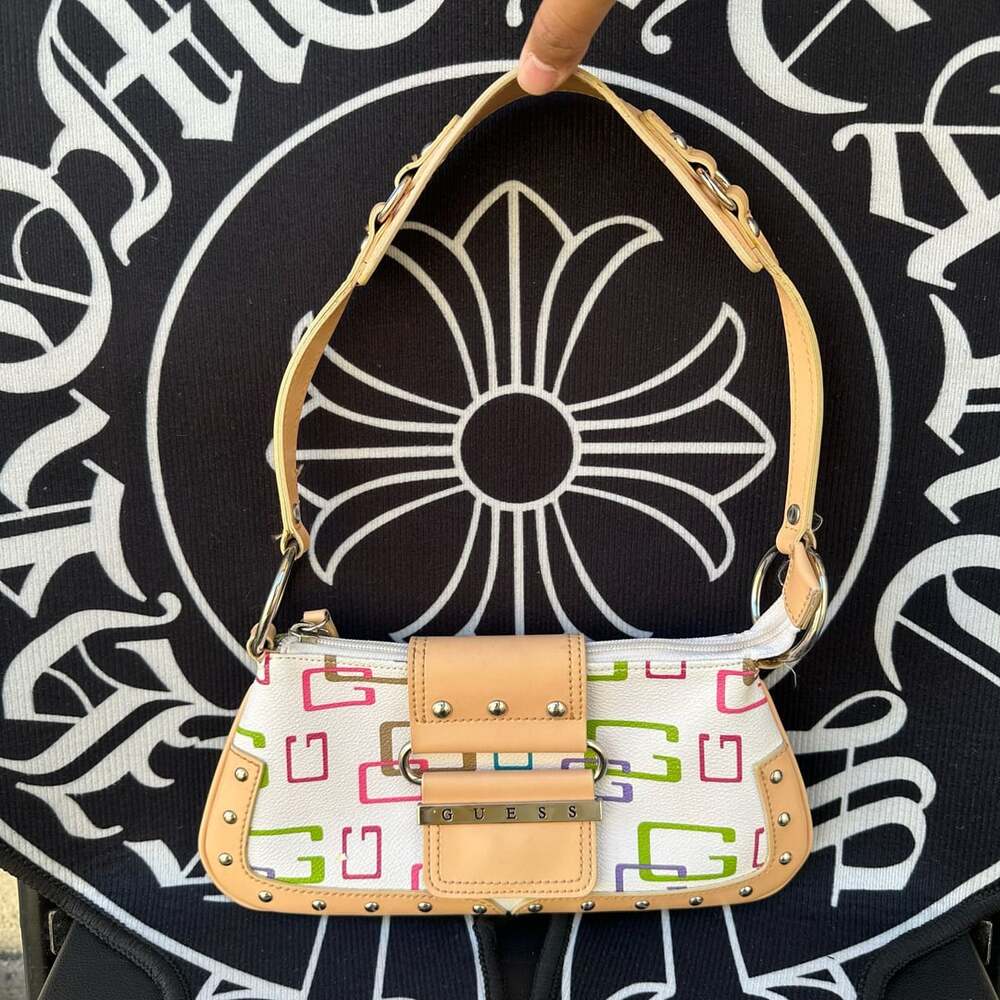 Vintage Y2K Guess Multicolor Monogram Shoulder Bag